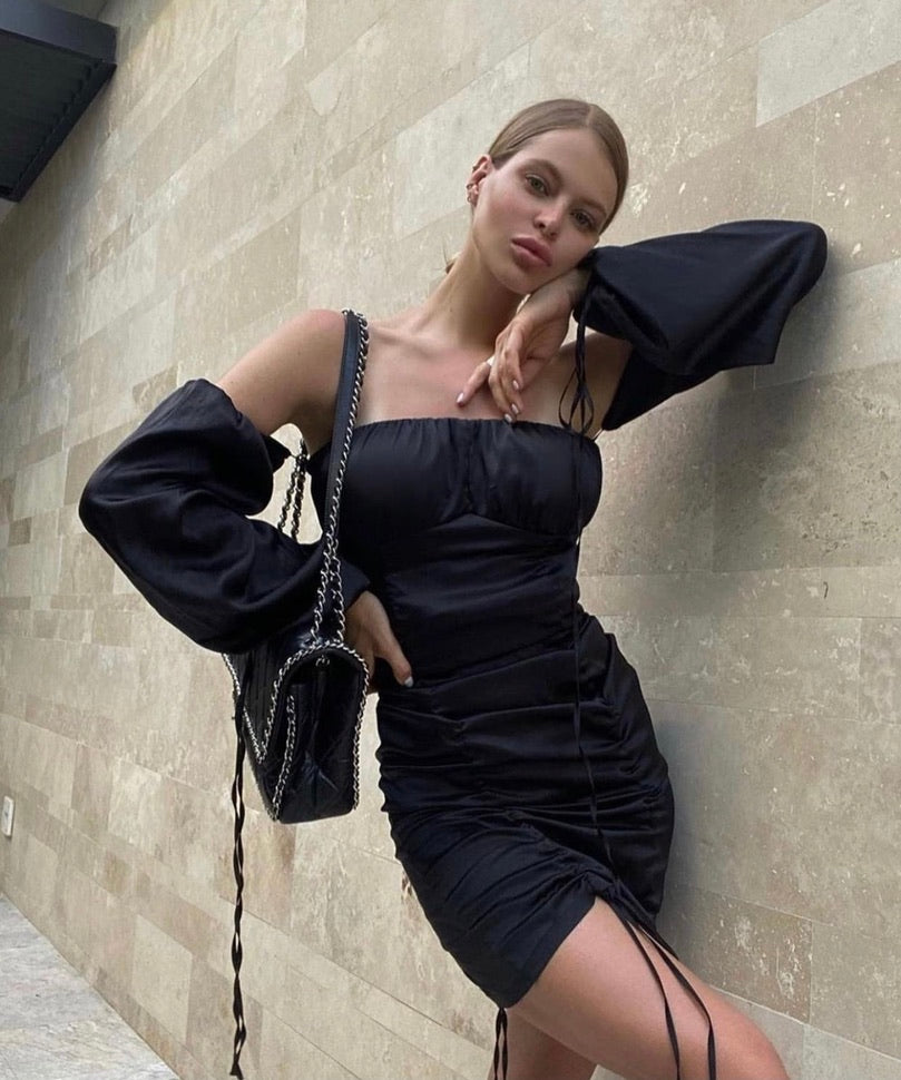 PALOMA Ruched Satin Dress