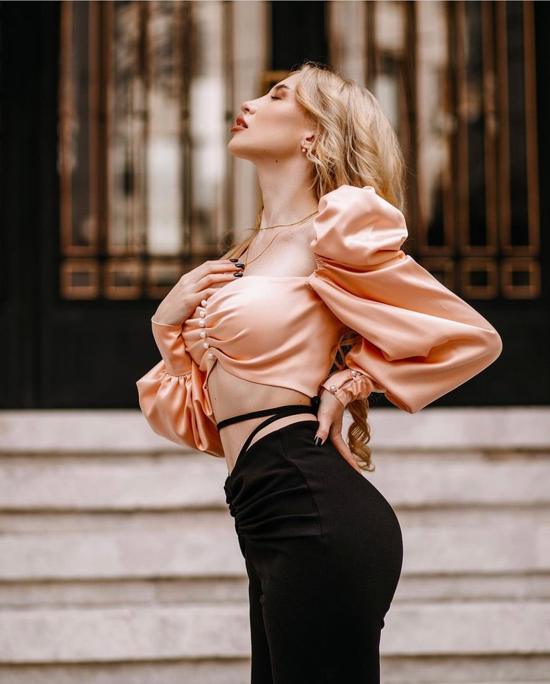 Amayah Peach Satin Bralette