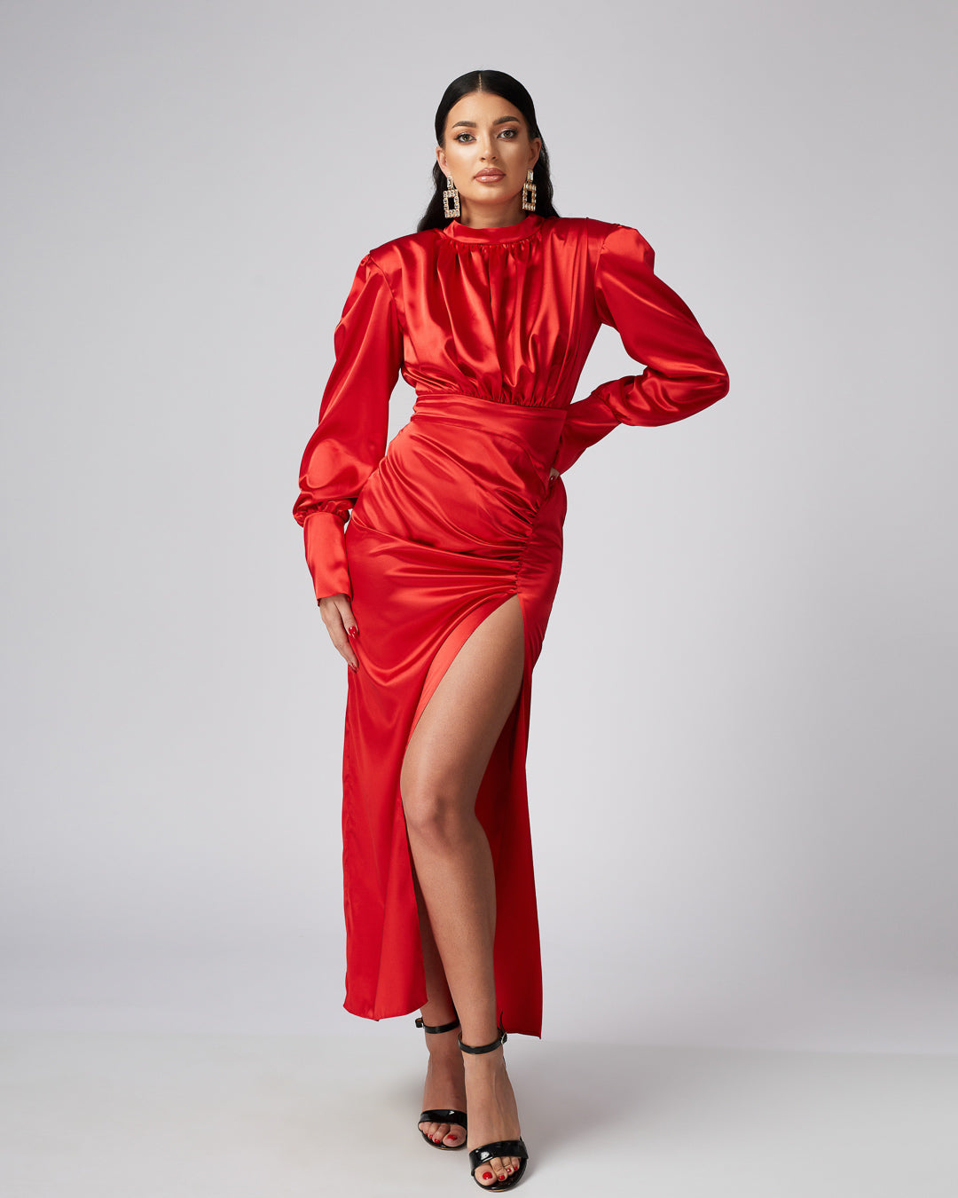 FLORENCE Side Slit Padded Maxi Dress