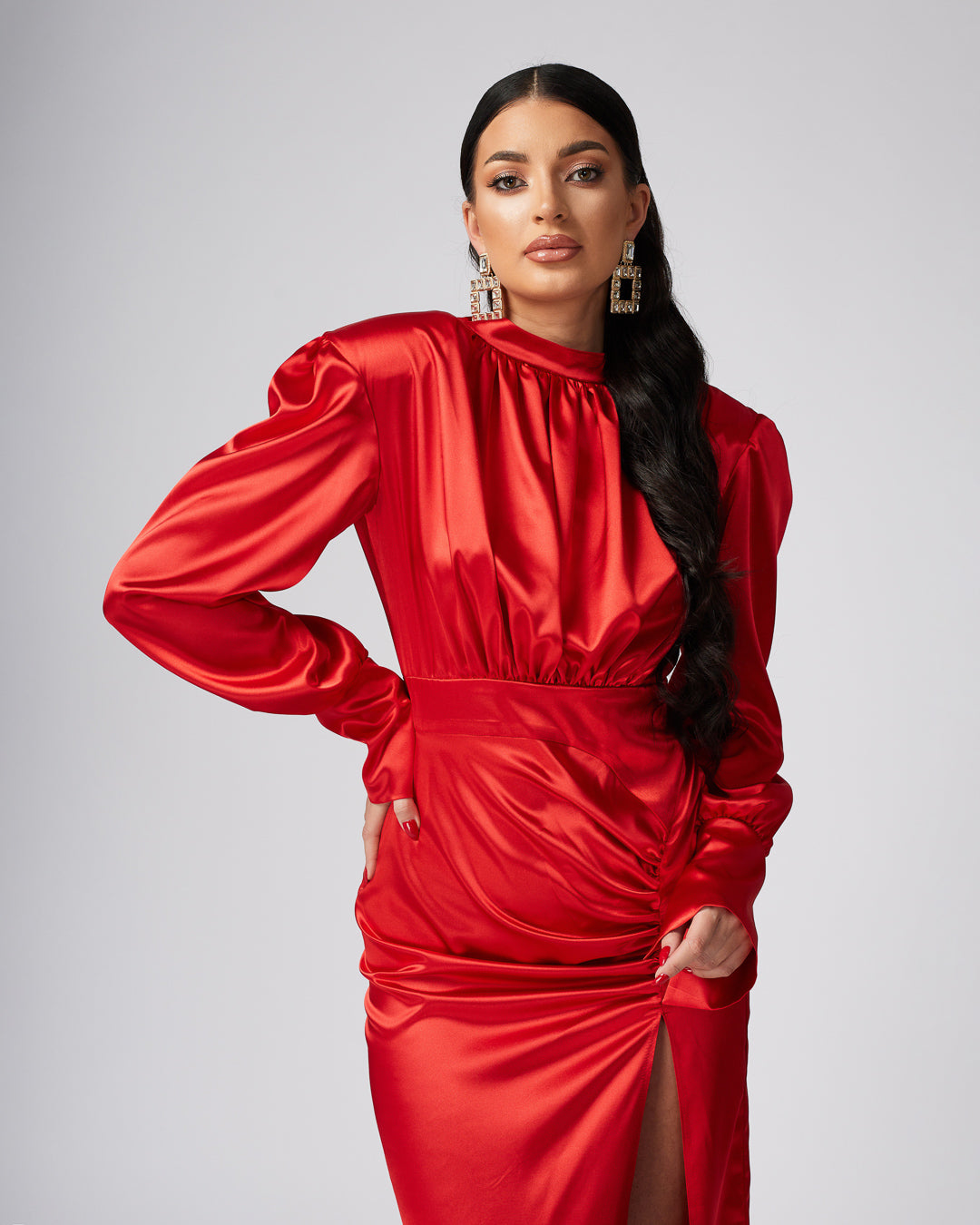 FLORENCE Side Slit Padded Maxi Dress