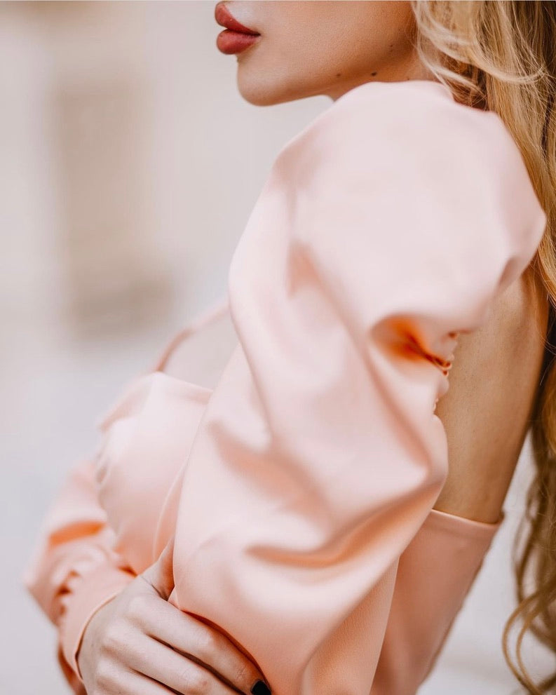 Amayah Peach Satin Bralette