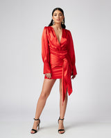 SIENNA Red V Neck Dress